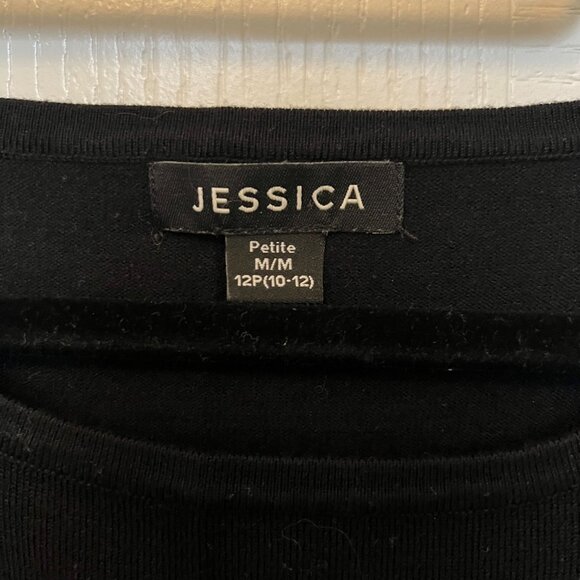 JESSICA Petite 3/4 Sleeve Polka Dot Flowy Back Black Knit Blouse - Picture 3 of 5